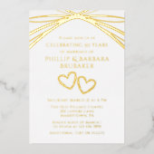 Eenvoudig Elegant Boog Goud 50ste Trouwen Jubileum Folie Uitnodiging (Voorkant)