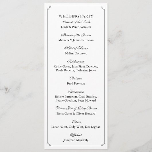 Eenvoudig Elegant Border Wedding Ceremony Programm Programma (Achterkant)