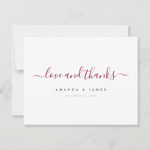 Eenvoudig Elegant Bourgondisch Script Custom Weddi Bedankkaart