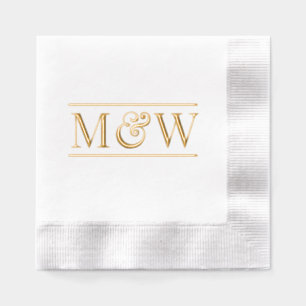 Eenvoudig Elegant Bruid Bruidegom Trouwen 2 Init M Folie Servetten