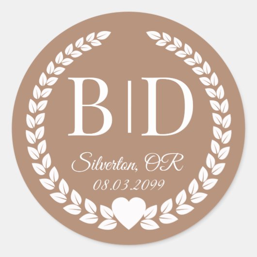 Eenvoudig Elégant Bruid en Bruidegom Monogram Ronde Sticker (Voorkant)