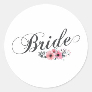 Eenvoudig & Elegant Bruid Roze Bloemen STICKER