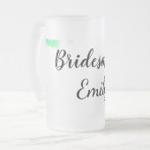 Eenvoudig, elegant bruidsmeisje bruiloft bevoordee matglas bierpul (Voorkant links)