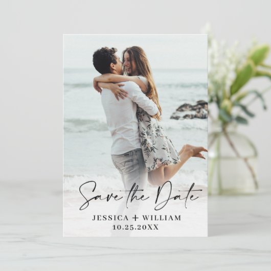 Eenvoudig Elegant Bruiloft Eenvoudig Bewaar de Dat Save The Date (Staand voorkant)