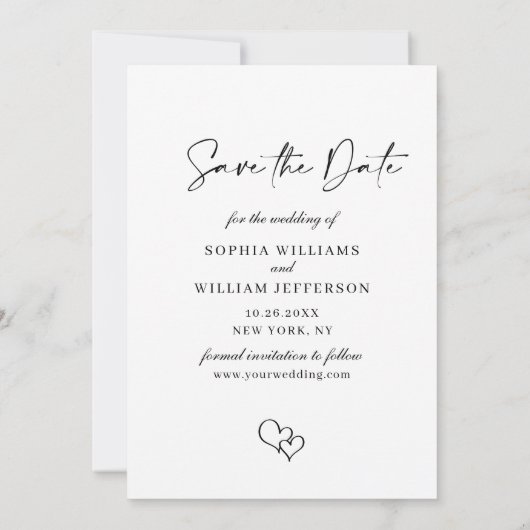 Eenvoudig Elegant Bruiloft Eenvoudig Bewaar de Dat Save The Date (Achterkant)