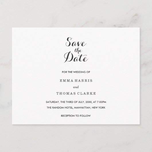 Eenvoudig Elegant | Bruiloft Save The Date Post Aankondigingskaart (Voorkant)