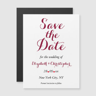 Eenvoudig Elegant Burgundy Wedding Save the Date Magnetische Uitnodiging