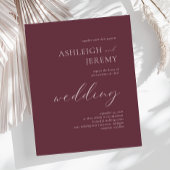 Eenvoudig Elegant Burgundy White Script Weduwschap