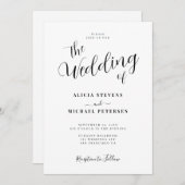 Eenvoudig elegant calligrafie script bruiloft kaart (Voorkant / Achterkant)