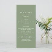 Eenvoudig Elegant Calligraphy Sage Green Wedding M Menu (Staand voorkant)
