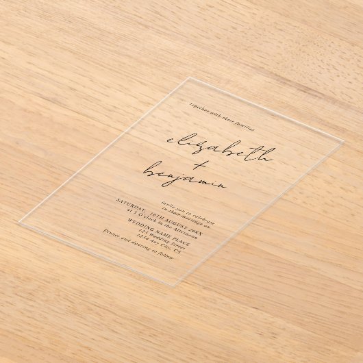 Eenvoudig elegant Calligraphy Script Wedding Acryl Uitnodigingen (Laagn)