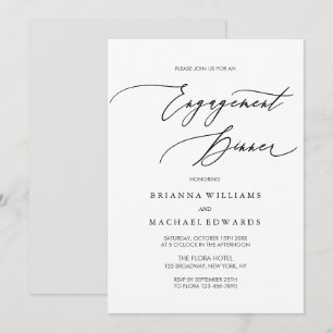 Eenvoudig Elegant Calligraphy Verloving Dinner Kaart