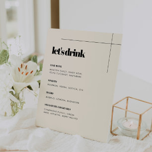 Eenvoudig elegant & chique bruiloft Bar menu Reclamebord Met Voetstuk