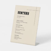 Eenvoudig elegant & chique bruiloft menu reclamebord met voetstuk (Voorkant)