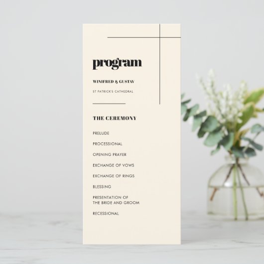 Eenvoudig elegant & chique bruiloft programma (Staand voorkant)