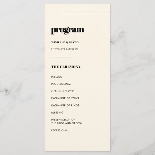 Eenvoudig elegant & chique bruiloft programma (Voorkant)
