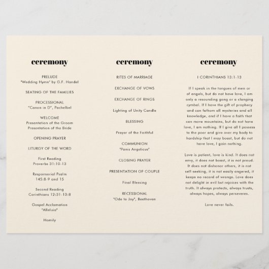 Eenvoudig elegant & chique Trifold bruiloft progra Flyer (Voorkant)