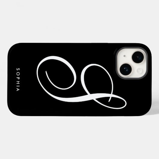Eenvoudig Elegant Chique Zwart-wit Script Case-Mate iPhone Case (Achterkant (horizontaal))