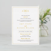 Eenvoudig Elegant Classic Monogram Weddenschap Gol Folie Uitnodiging (Staand Voorkant)
