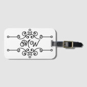 Eenvoudig Elegant Classy Flourish Monogram Bagagelabel (Voorkant (horizontaal))