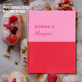 Eenvoudig Elegant Colorblock Roze en Rood Recept Notitieboek