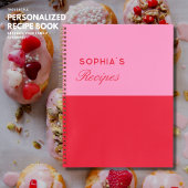 Eenvoudig Elegant Colorblock Roze en Rood Recept Notitieboek