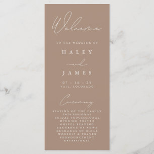 Eenvoudig Elegant Dark Taupe Wedding Program Menu