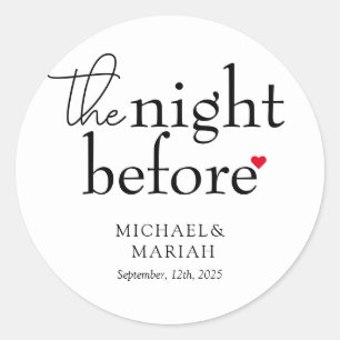 Eenvoudig Elegant De Nacht Voor De Proefbruiloft Ronde Sticker