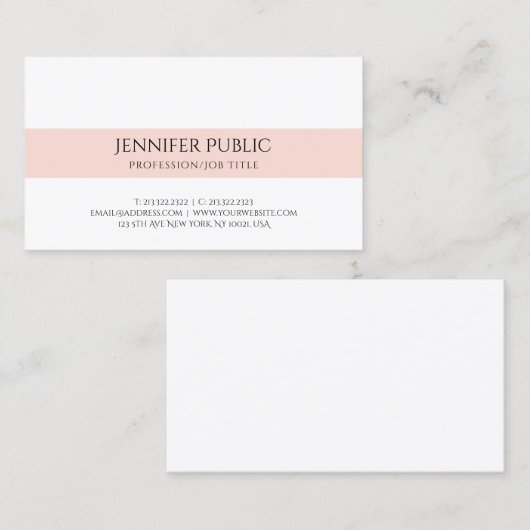 Eenvoudig elegant design roze, witte tonkilometerp visitekaartje (Voorkant / Achterkant)