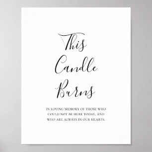 Eenvoudig Elegant Deze Kaars Brandt Huwelijksbord Poster