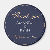 Eenvoudig elegant donkerblauwe bruiloft Dank u Magneet (Voorkant)