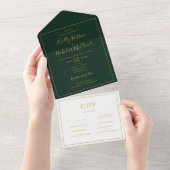 Eenvoudig elegant, donkergroen kerstzegel en verze all in one uitnodiging (Afscheurbaar)