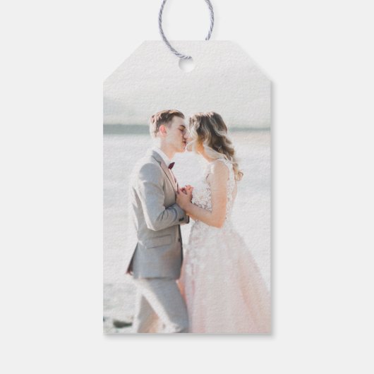 Eenvoudig elegant Dusty Blue Weddenschap Bedankt Cadeaulabel (Achterkant)