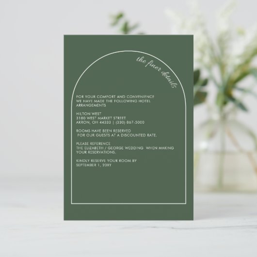 Eenvoudig elegant elegant groen huwelijk met moder informatiekaartje (Staand voorkant)