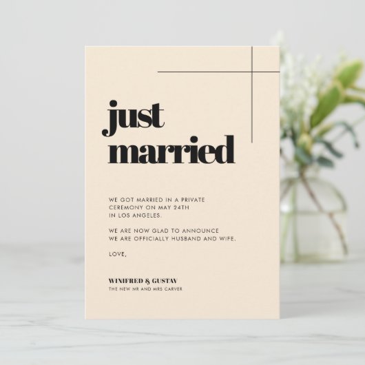 Eenvoudig elegant en chic Gewoon getrouwd Aankondiging (Staand voorkant)