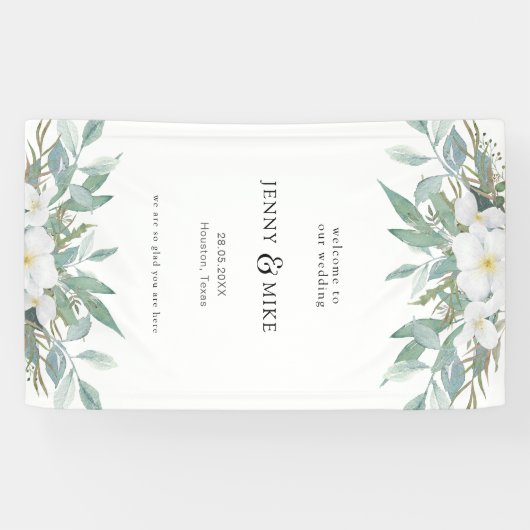 Eenvoudig, elegant, eucalyptus, bruiloft spandoek (Horizontaal)