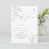 Eenvoudig Elegant Eucalyptus Cross Baptisme Kaart (Staand voorkant)