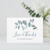 Eenvoudig Elegant Eucalyptus Greenery Wedding Bedankkaart (Staand voorkant)