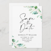 Eenvoudig Elegant Eucalyptus Wedding sparen de Dat Save The Date (Voorkant / Achterkant)