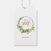 Eenvoudig, elegant, eucalyptusbruiloft cadeaulabel (Voorkant)