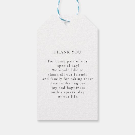 Eenvoudig, elegant, eucalyptusbruiloft cadeaulabel (Achterkant)