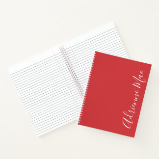 Eenvoudig Elegant Flame Red gepersonaliseerd Notitieboek