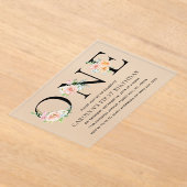 Eenvoudig Elegant Floral 1 1e verjaardag Partij Acryl Uitnodigingen (Laagn)