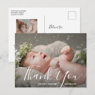 Eenvoudig elegant foto-Baby shower Hartelijk dank Briefkaart