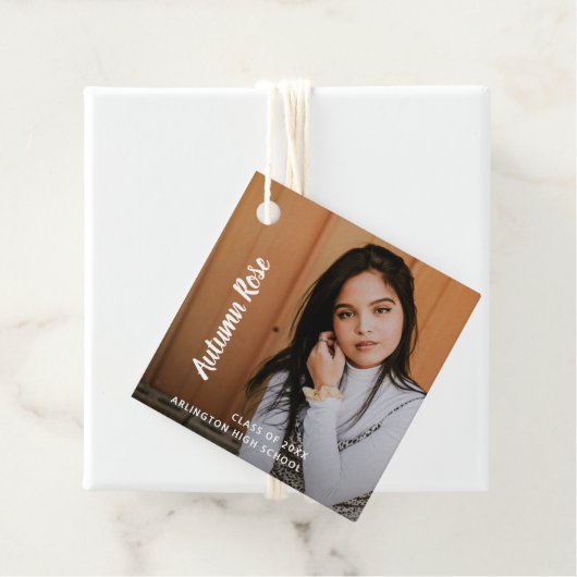 Eenvoudig elegant foto modern Afstuderen Bedankjes Labels (In situ)