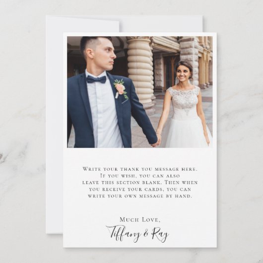 Eenvoudig elegant | Foto van White en Beige Flat Bedankkaart (Achterkant)