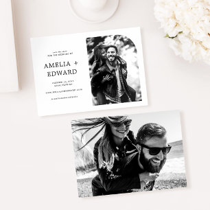 Eenvoudig elegant fotohuwelijk sparen de Datum Kaart