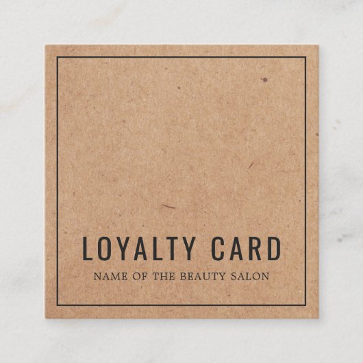 Eenvoudig elegant gedrukt Kraft Beauty Salon Klantenkaartje (Voorkant)