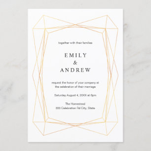 Eenvoudig elegant Geometric Gold Lijst Wedding Kaart