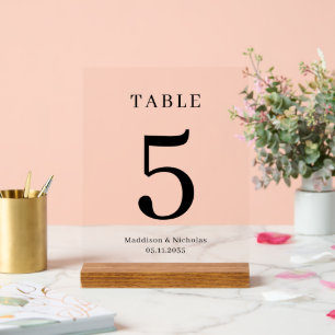 Eenvoudig Elegant Gepersonaliseerd Trouwtafelnumme Acryl Bord